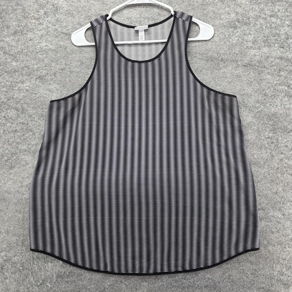 Peter Pilotto Tank Womens XL Gray Striped Tunic Scoop Neck Jersey Stretch